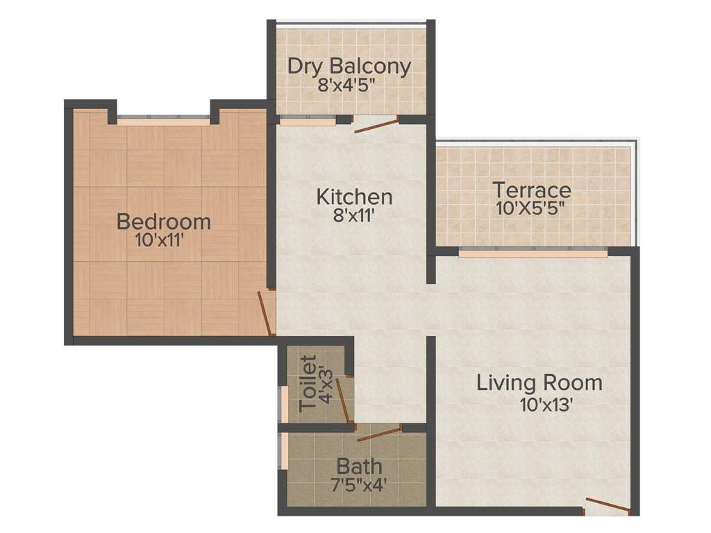 Bright El Castillo (1BHK+1T (636 sq ft) 636 sq ft)