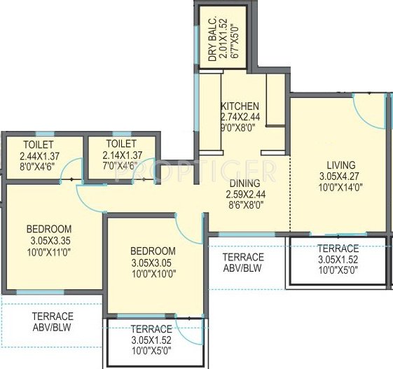 Ishwar River Residency (2BHK+2T (974 sq ft) 974 sq ft)