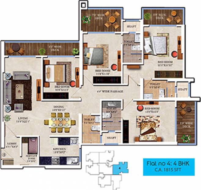 Bharat Skyvistas (4BHK+4T (1,815 sq ft) + Servant Room 1815 sq ft)