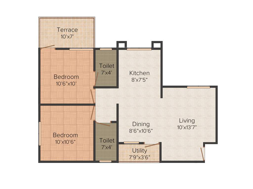ARC Gaurav (2BHK+2T (962 sq ft) 962 sq ft)