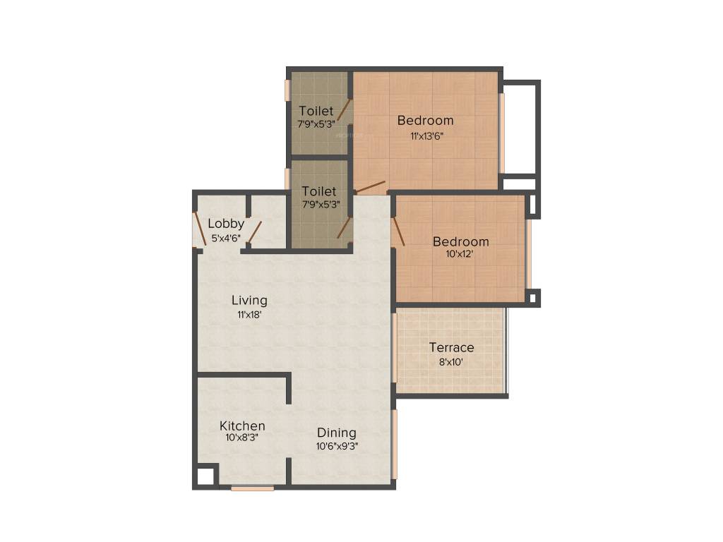 Surya Span O Life (2BHK+2T (1,147 sq ft) 1147 sq ft)