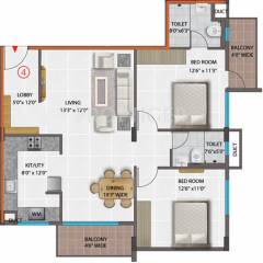 PNR Brinda Residency (2BHK+2T (1,204 sq ft) 1204 sq ft)