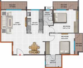 PNR Brinda Residency (2BHK+2T (1,304 sq ft) 1304 sq ft)