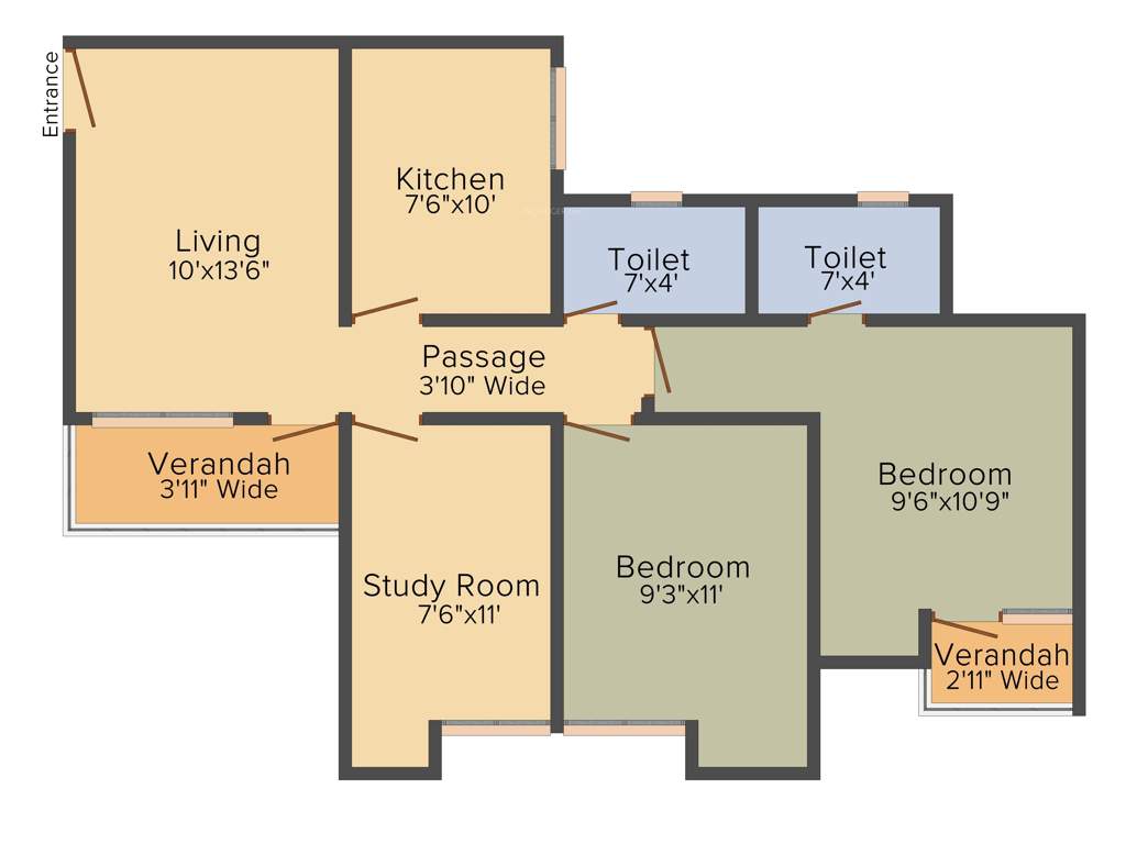Usha Chhaya Niwas Apartments (2BHK+2T (975 sq ft) Study Room 975 sq ft)