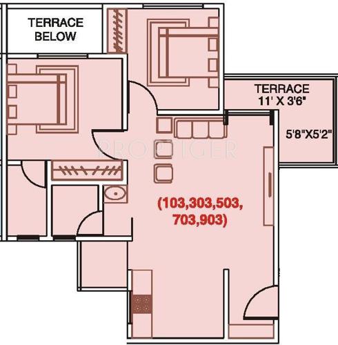 Tejas Poorva Shrushti (2BHK+2T (890 sq ft) 890 sq ft)