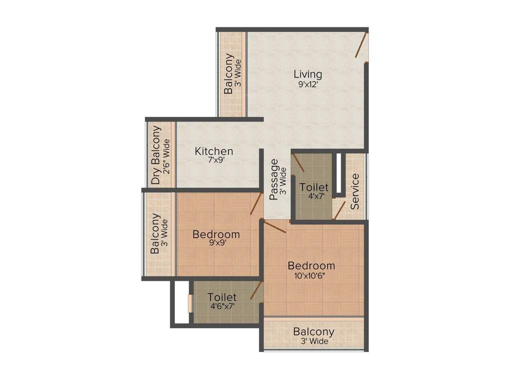 Prakhhyat Yellow Tree (2BHK+2T (883 sq ft) 883 sq ft)