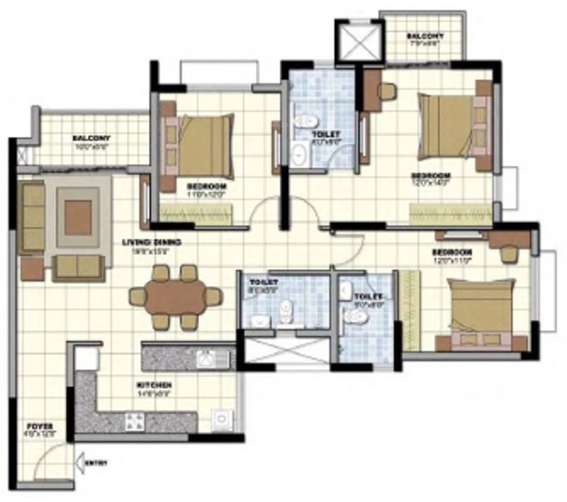 Prestige Norwood at Sunrise Park (3BHK+3T (1,647 sq ft) 1647 sq ft)