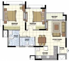 Prestige Norwood at Sunrise Park (2BHK+2T (1,123 sq ft) 1123 sq ft)