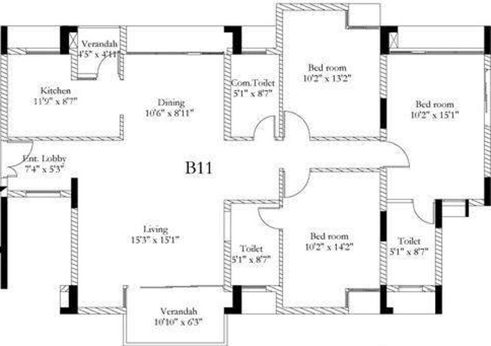 Hiland Lake Town Lake Residences (3BHK+3T (1,765 sq ft) 1765 sq ft)