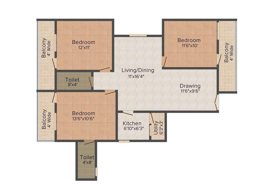 EAPL Sri Tirumala Splendor (3BHK+2T (1,449 sq ft) 1449 sq ft)