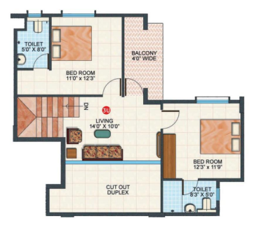 platinum lifestyle Floor Plan Upper Level Duplex Plan