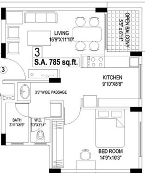 Vaastu Ramnagar Housing Society (1BHK+1T (785 sq ft) 785 sq ft)
