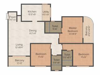Prestige Downtown (3BHK+3T (1,788 sq ft) + Pooja Room 1788 sq ft)