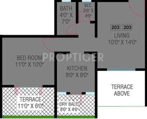 Shriram Aditi Ambar (1BHK+1T (660 sq ft) 660 sq ft)