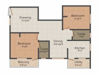 Aaditi Aaradana (2BHK+2T (924 sq ft) 924 sq ft) Aaditi Aaradana (2BHK+2T (924 sq ft) 924 sq ft)