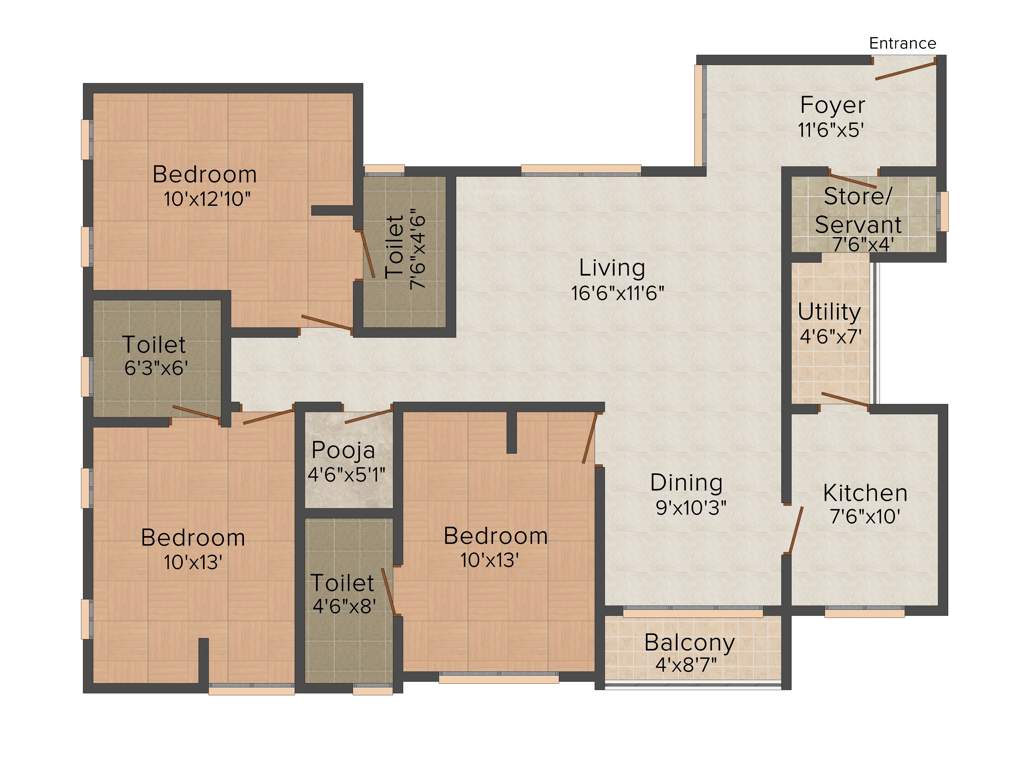 Nu Sree Nivas (3BHK+3T (1,481 sq ft) Pooja Room 1481 sq ft)