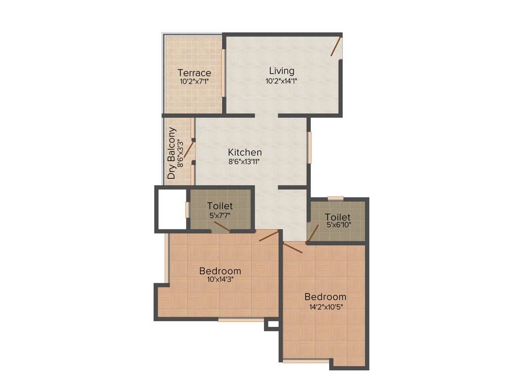 VM Vishwavihar (2BHK+2T (980 sq ft) 980 sq ft)