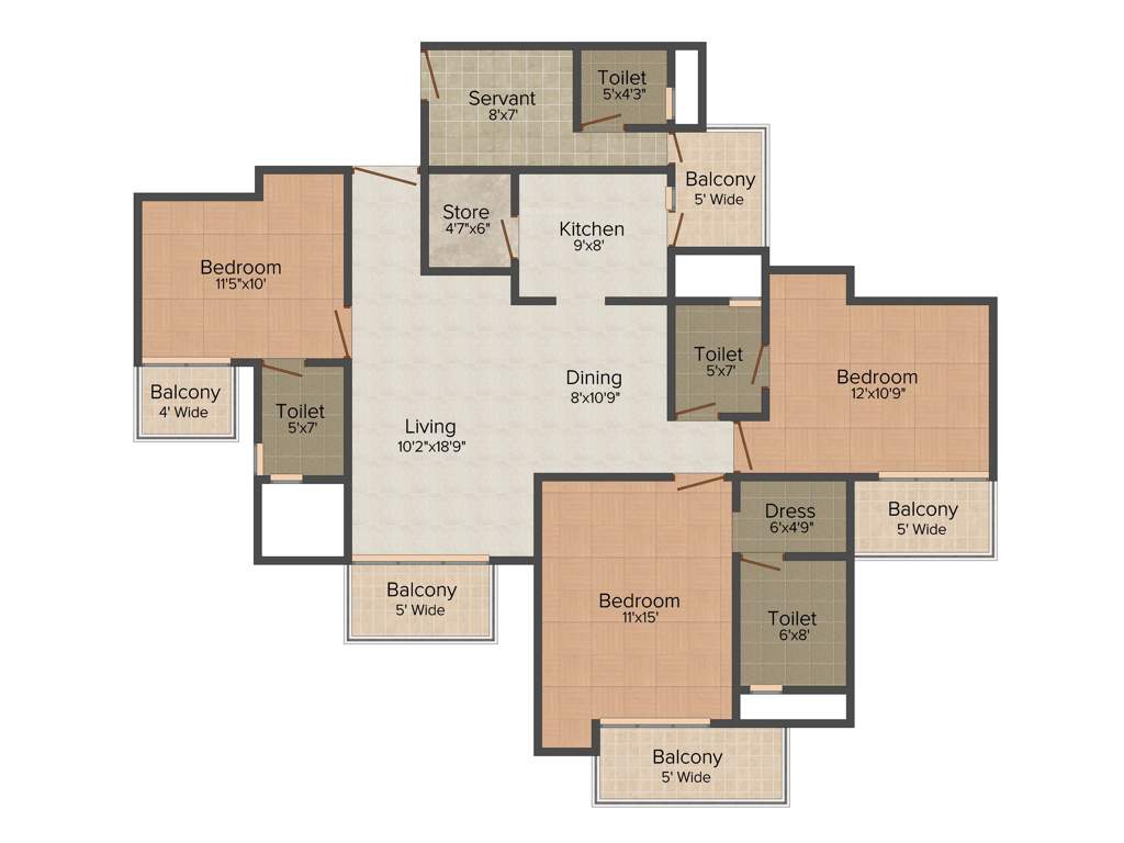 Nirala Greenshire (3BHK+4T (1,860 sq ft) + Servant Room 1860 sq ft)