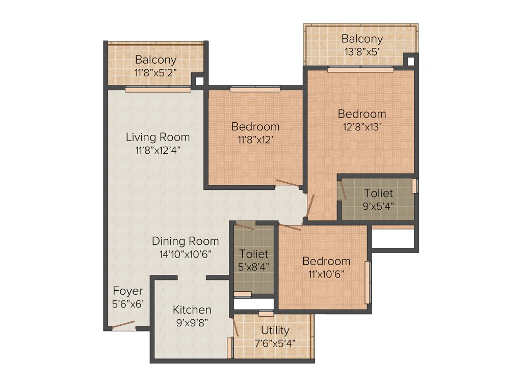 DNR Atmosphere (3BHK+2T (1,610 sq ft) 1610 sq ft)