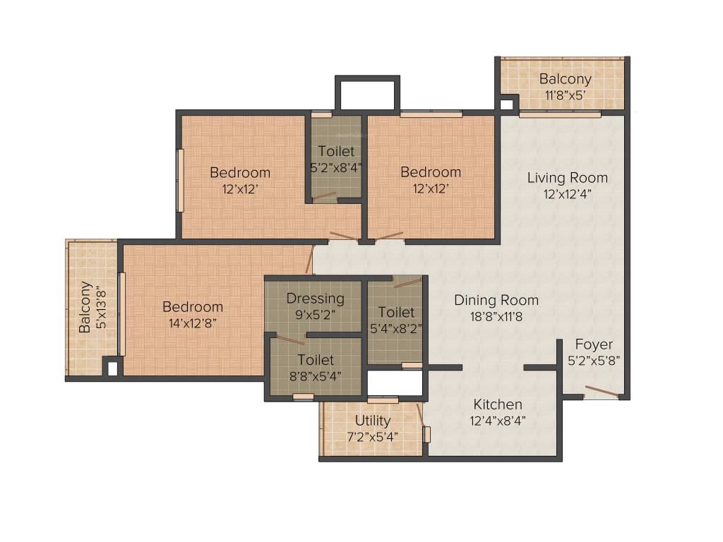 DNR Atmosphere (3BHK+3T (1,910 sq ft) 1910 sq ft)
