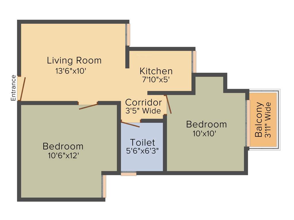 Krish City Heights (2BHK+1T (690 sq ft) 690 sq ft)