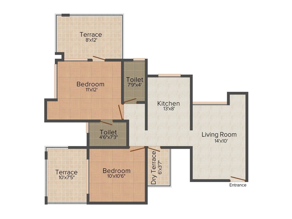 Varadmurti Sobha Empire (2BHK+2T (1,001 sq ft) 1001 sq ft)