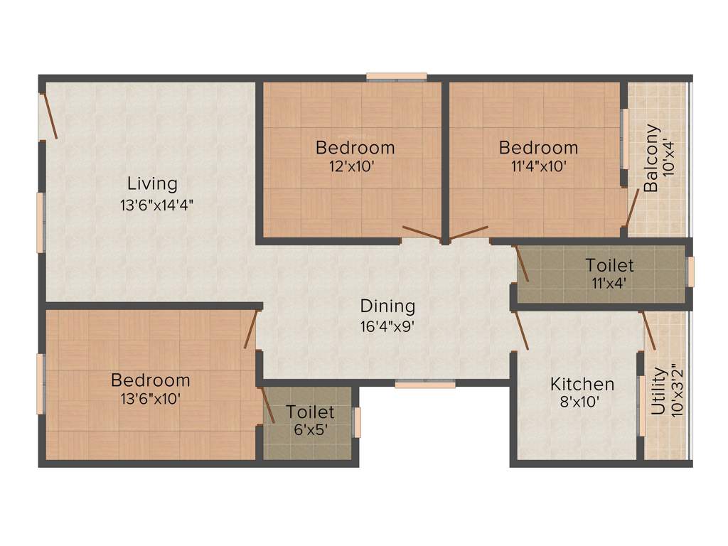 Amigo Sri Sai Icon (3BHK+2T (1,395 sq ft) 1395 sq ft)