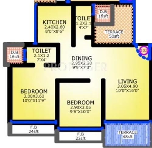 Platinum Sai Aura (2BHK+2T (1,260 sq ft) 1260 sq ft)