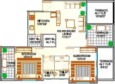 Kohinoor Ambrosia (2BHK+2T (1,030 sq ft) 1030 sq ft)