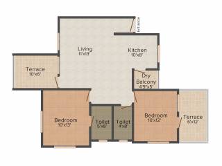 Kohinoor Ambrosia (2BHK+2T (1,425 sq ft) 1425 sq ft)