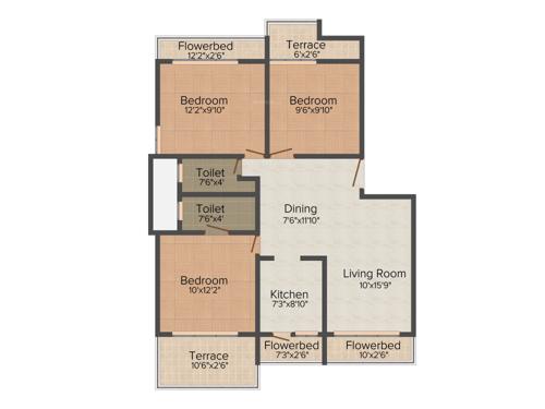 SM SM Heights (3BHK+2T (1,420 sq ft) 1420 sq ft)