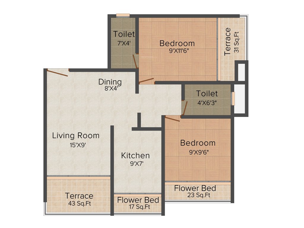 SM SM Harmony (2BHK+2T (950 sq ft) 950 sq ft)