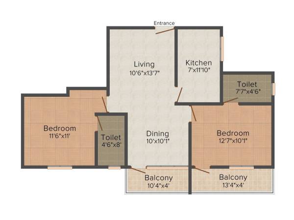 Nu Mind Space (2BHK+2T (998 sq ft) 998 sq ft)