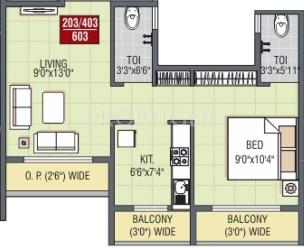 JP Harmony (1BHK+2T (617 sq ft) 617 sq ft)