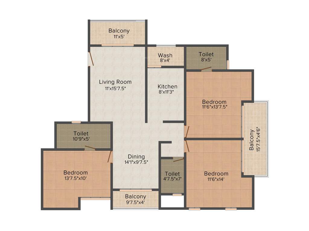 Asvini Atvarika (3BHK+3T (1,740 sq ft) 1740 sq ft)