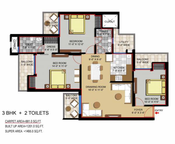 Civitech Stadia (3BHK+2T (1,495 sq ft) 1495 sq ft) Civitech Stadia (3BHK+2T (1,495 sq ft) 1495 sq ft)
