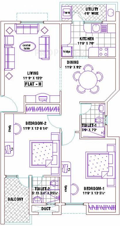 Ramaniyam Ganga (2BHK+2T (1,232 sq ft) 1232 sq ft)