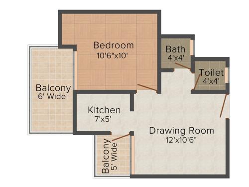 Supertech Eco Village 1 (1BHK+1T (598 sq ft) 598 sq ft)