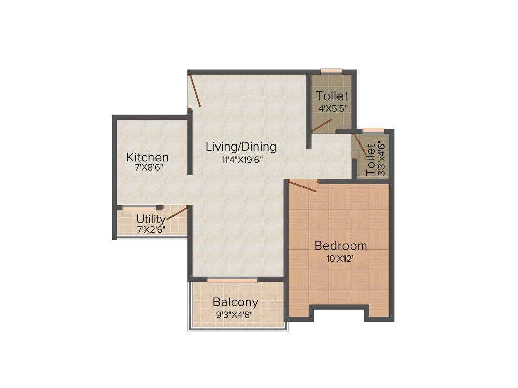 ABC Gulmohar County (1BHK+1T (658 sq ft) 658 sq ft)