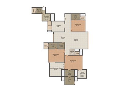 Radius One Aquaria (3BHK+3T (2,875 sq ft)   Servant Room 2875 sq ft)