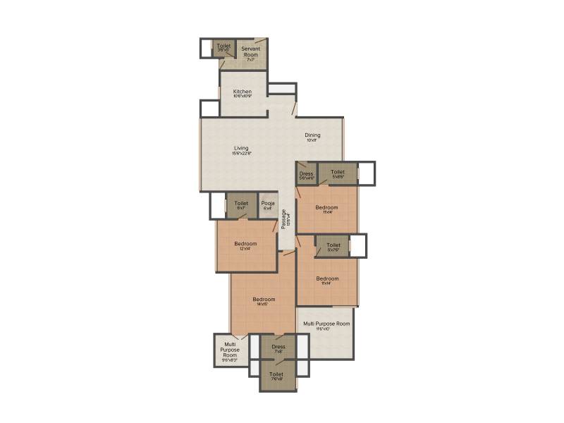 Radius One Aquaria (4BHK+4T (3,730 sq ft)   Servant Room 3730 sq ft)