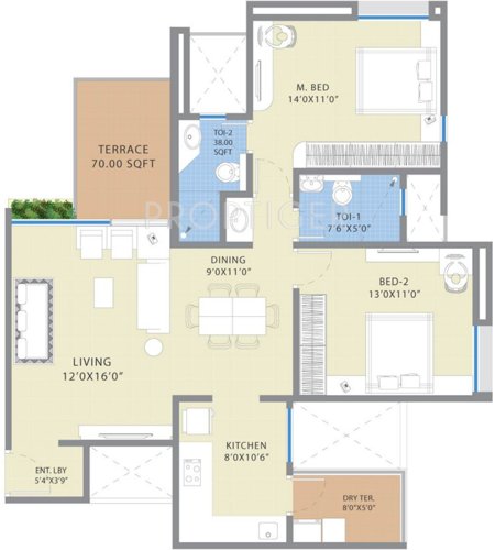 Raviraj Green Clouds (2BHK+2T (1,250 sq ft) 1250 sq ft)