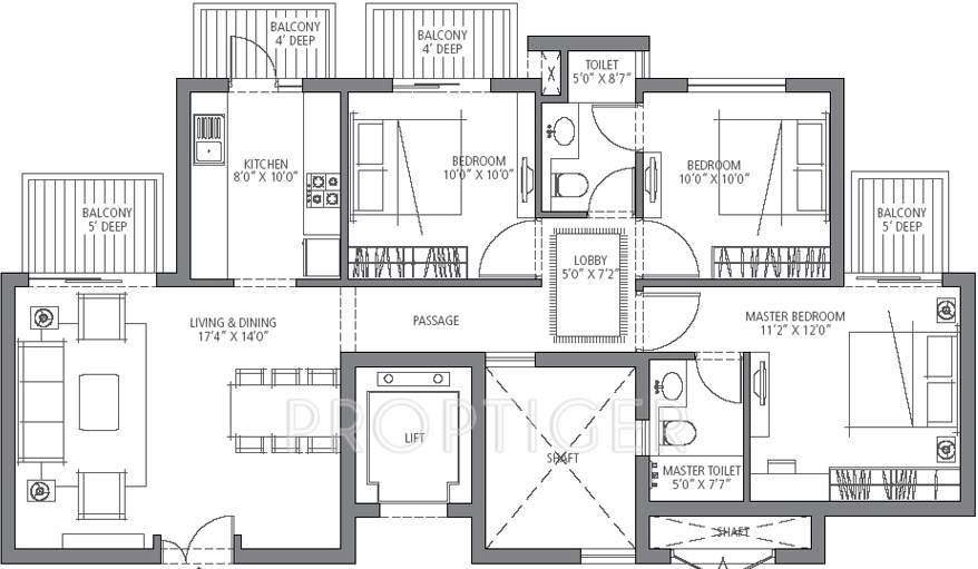 Emaar Emerald Estate (3BHK+2T (1,350 sq ft) 1350 sq ft)