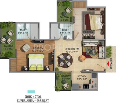 Migsun Green Mansion (2BHK+2T (995 sq ft) 995 sq ft)