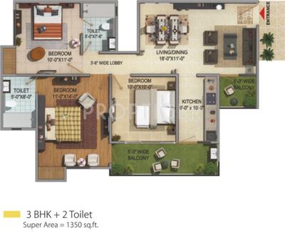 Migsun Green Mansion (3BHK+3T (1,350 sq ft) 1350 sq ft)