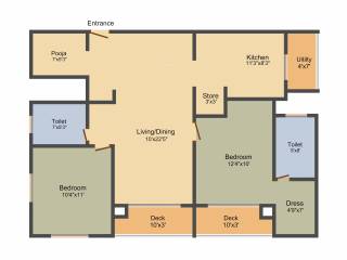 Lodha Meridian (2BHK+2T (1,278 sq ft) + Pooja Room 1278 sq ft)