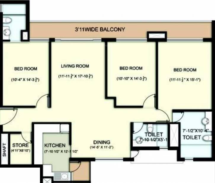 TVH Vista Heights (3BHK+3T (1,852 sq ft) 1852 sq ft)