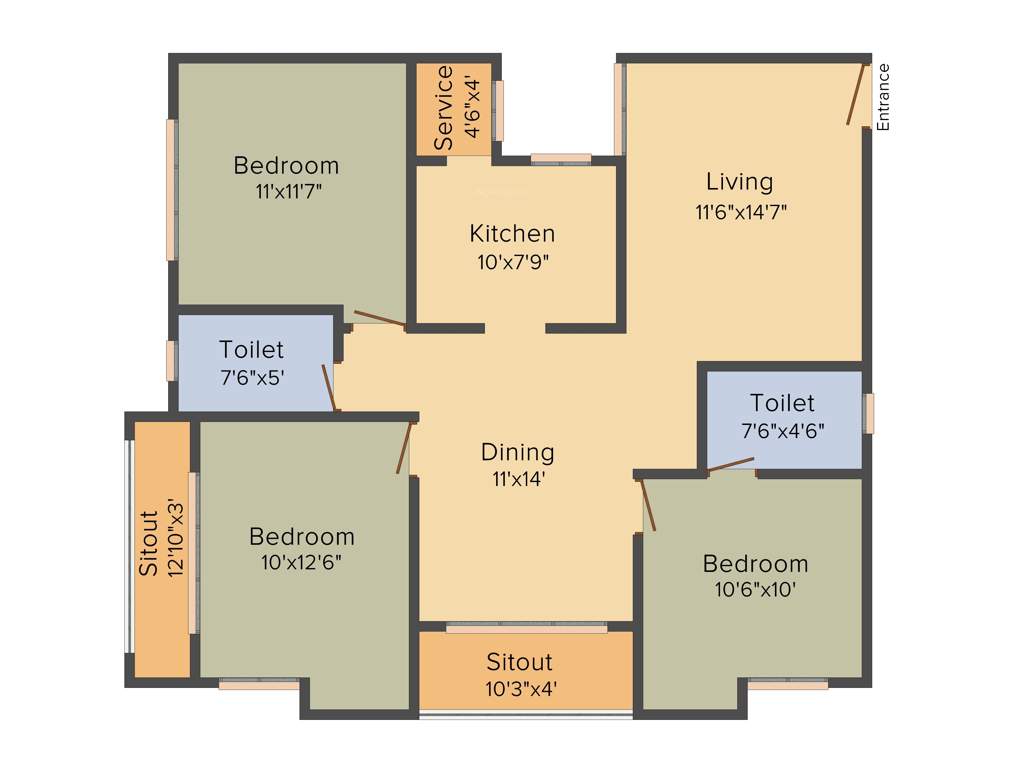 Kgeyes Padmalayam (3BHK+2T (1,364 sq ft) 1364 sq ft)