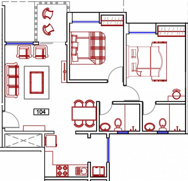 Nyati Elysia (2BHK+2T (1,100 sq ft) 1100 sq ft)