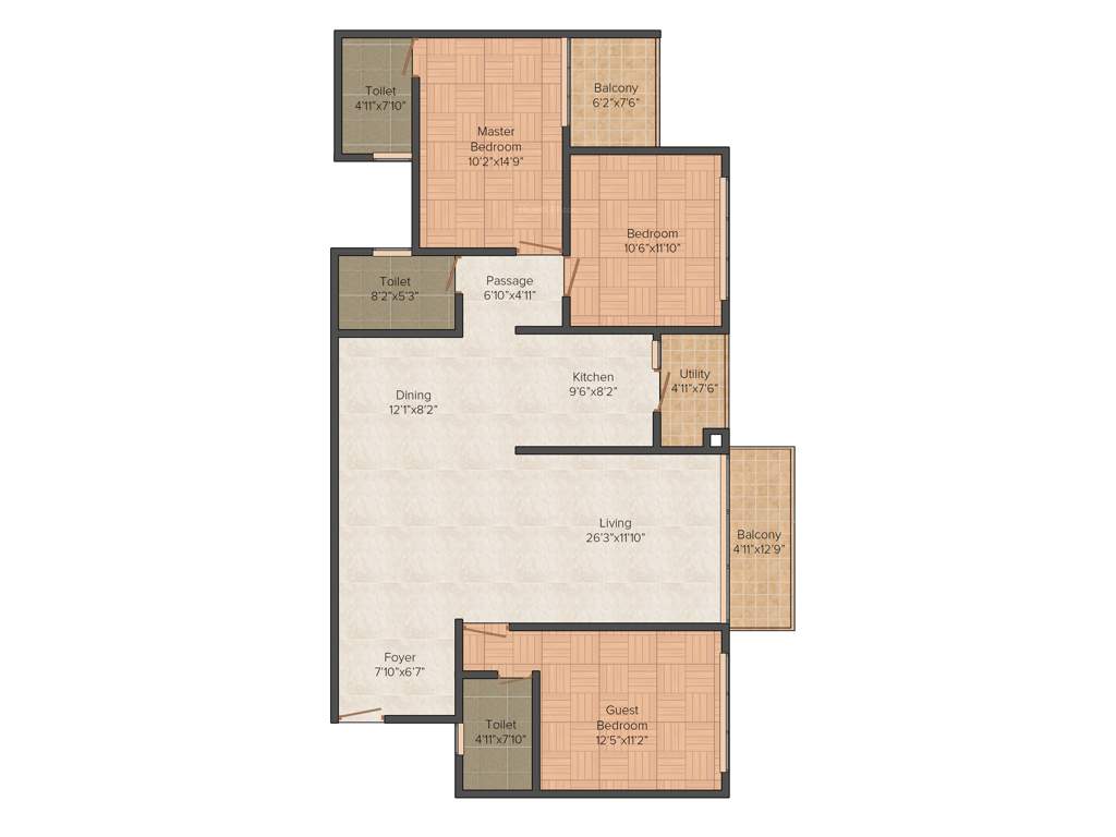 Bren Celestia (3BHK+3T (1,735 sq ft) 1735 sq ft)